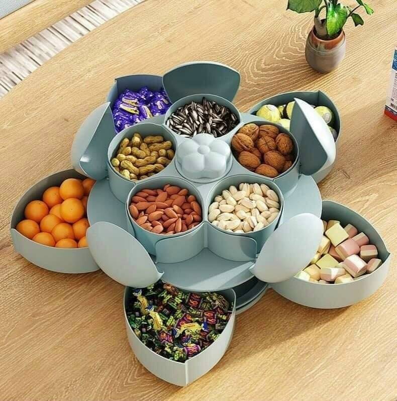 Khay mứt hình hoa tự bung 2 tầng màu ngẫu nhiên