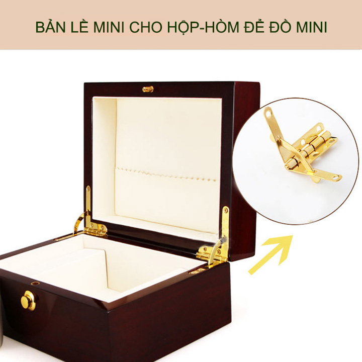 Bộ 4 bản lề chữ thất mini cho hộp để quà tặng, bằng thép mạ chống gỉ, nhiều loại cho khách tùy chọn