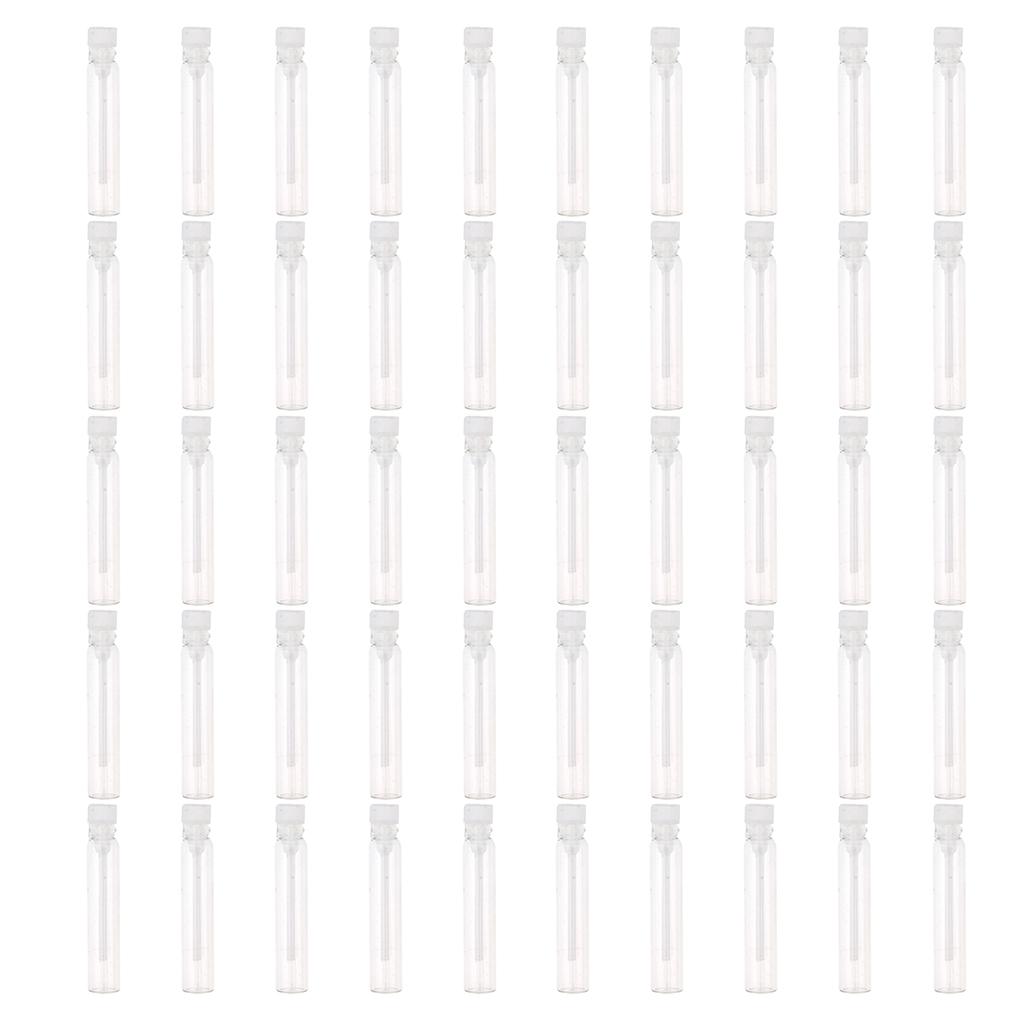 2x50x Mini Glass Perfume Sample Vials Empty Essential Oil Fragrance Bottle 2ml White Cap