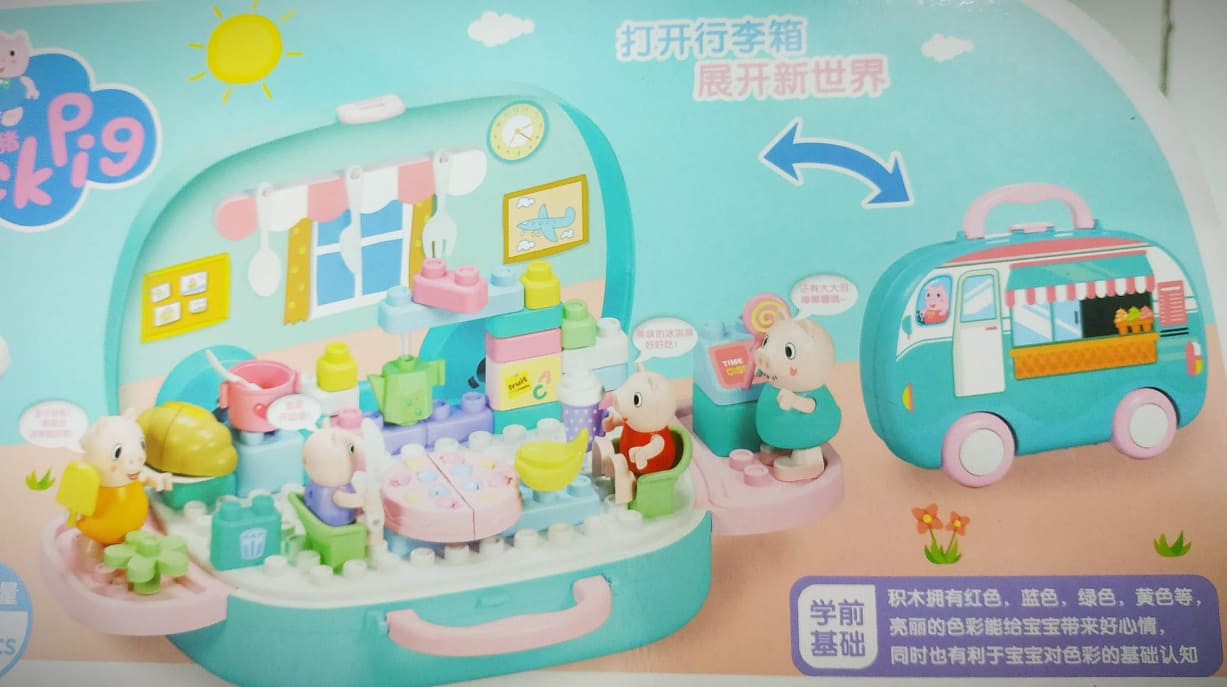 Bộ đồ chơi vali hoạt cảnh phòng bếp, phòng ăn của gia đình búp bê heo Peppa Pig (tự sáng tạo không gian nhà búp bê)