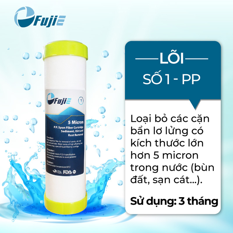 Lõi Lọc Nước RO FujiE PP Số 1 - 5 Micron - Hàng Chính Hãng