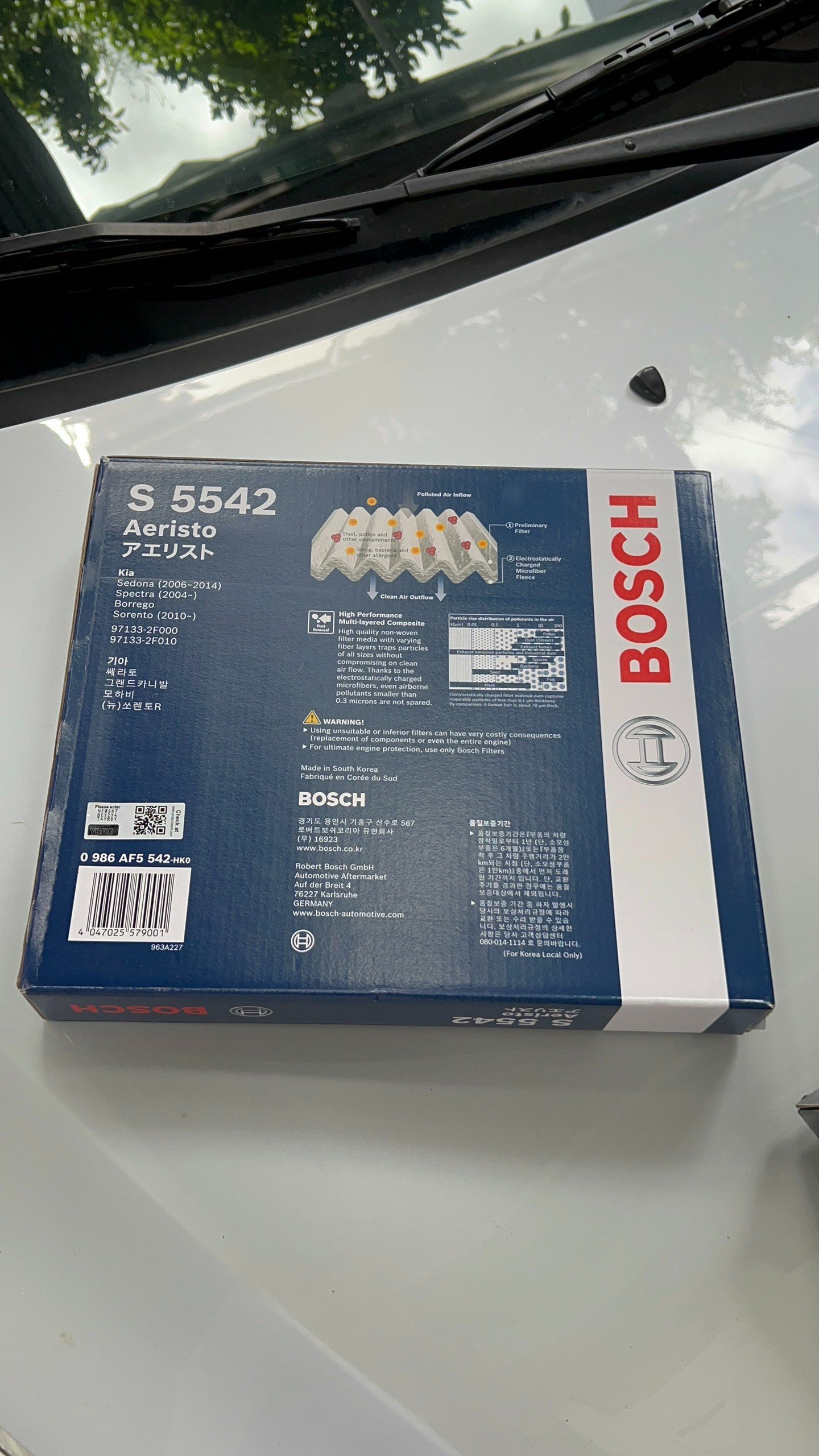 Lọc Gió Điều Hòa Tiêu Chuẩn / BOSCH / Aeristo / S5542 Dành Cho Xe Kia Carens , Sorento