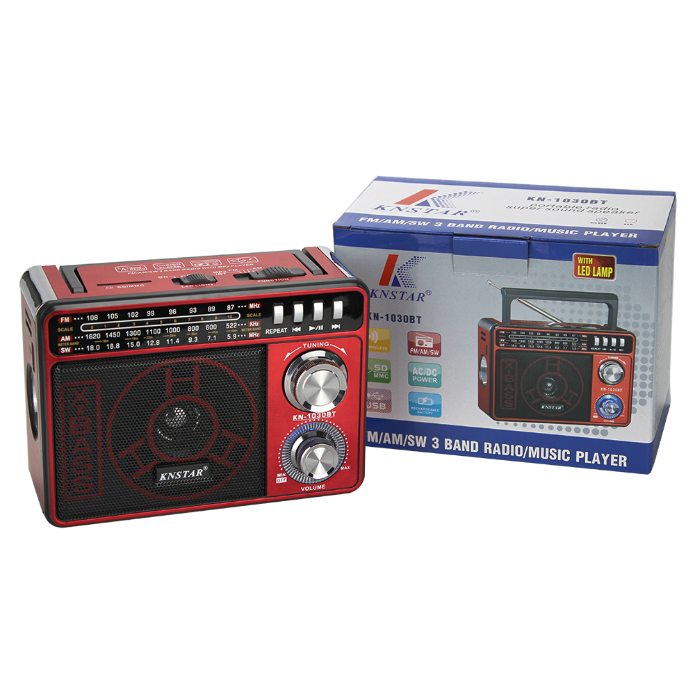 ĐÀI FM Knstar Chất Lượng Tốt Am Fm Sw Đa Chức Năng Radio Với USB/Khe Cắm SD KN-1030 BT chính hãng