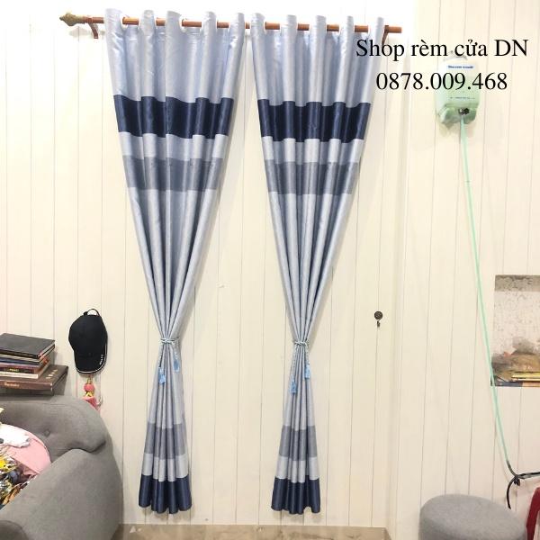 Rèm cửa sổ họa tiết sọc ngang,rèm cửa sổ chống nắng may sẳn màu xanh biển,hiện đại giá tốt tặng kèm dây vén xịn