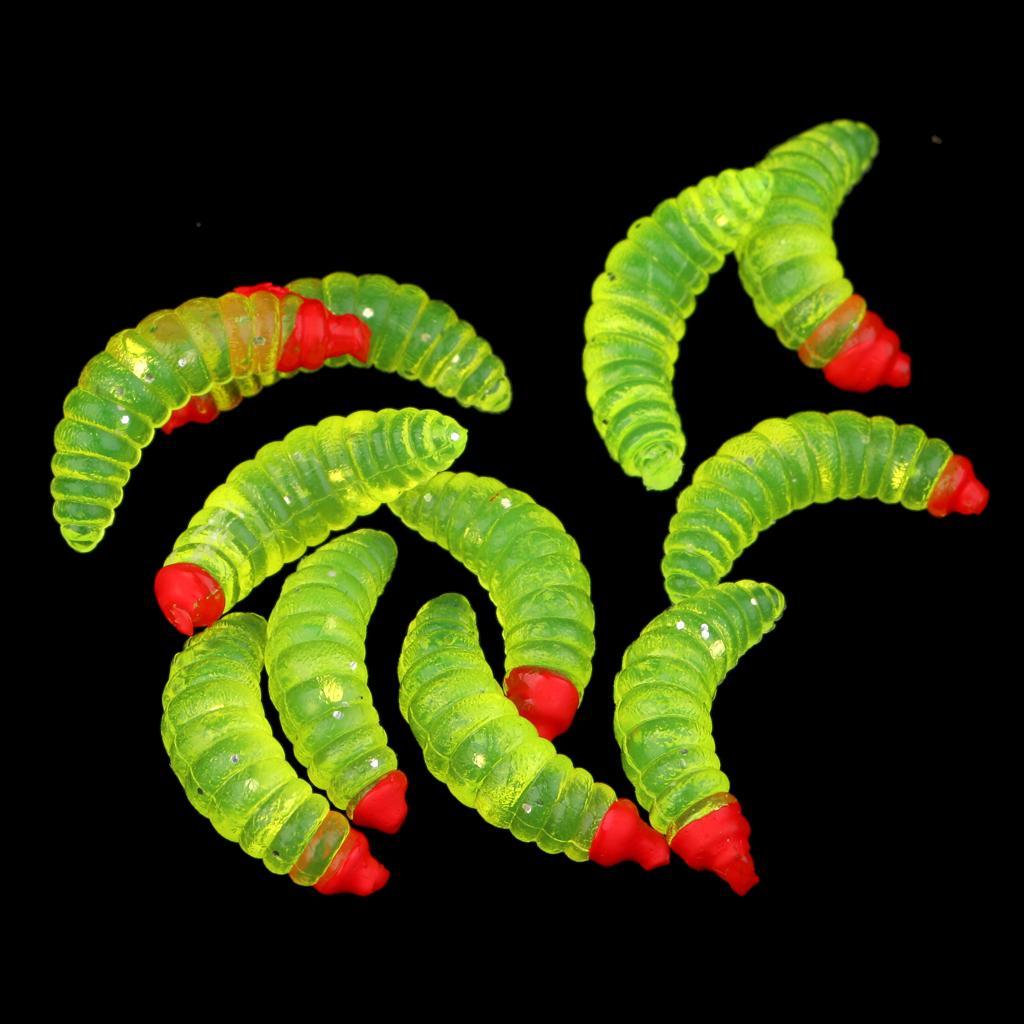 Soft Lures Bait,50Pcs Earthworm, Maggot Grub Worms Fishing Lures Baits 2.4cm