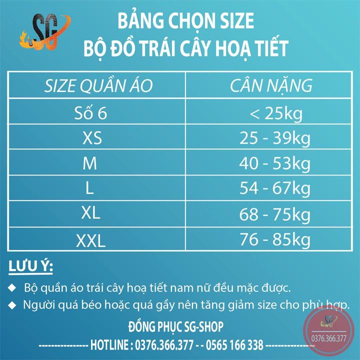 Đồ Trái Cây Đi Biển Cao Cấp - Nguyên Bộ Nam Nữ Trẻ Em - Chất Vải Kate Thái Mát Mẻ
