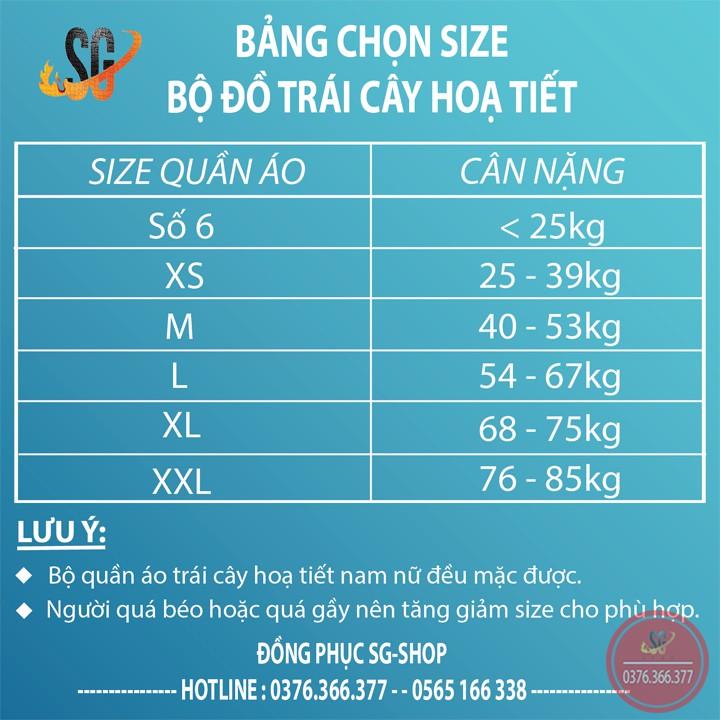 Đồ Trái Cây Đi Biển Cao Cấp - Nguyên Bộ Nam Nữ Trẻ Em - Chất Vải Kate Thái Mát Mẻ (BC