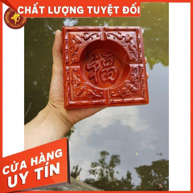 GẠT TÀN THUỐC GỖ HƯƠNG ĐỤC CHẠM HOA VĂN CHỮ PHÚC