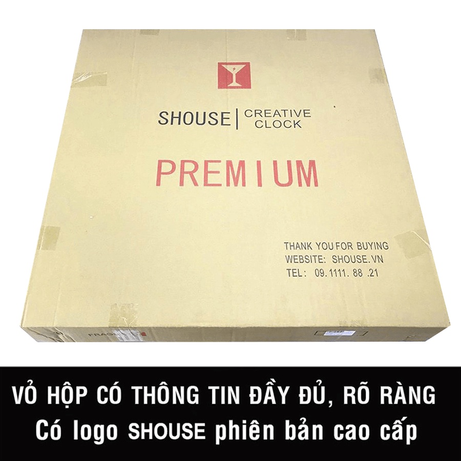 Đồng Hồ Treo Tường Kim Trôi Shouse A205 trang trí không gây tiếng động cho phòng khách sang trọng