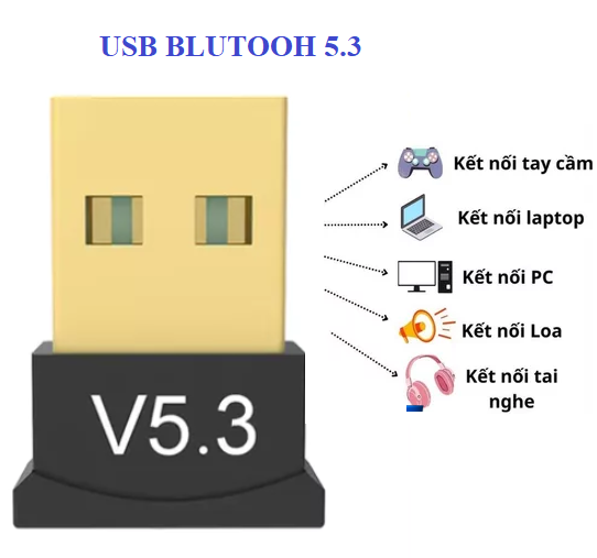 (Hàng chính hãng)USB Bluetooth Dongle Bluetooth 5.3 – Bộ thu phát BT không dây cho PC, Laptop