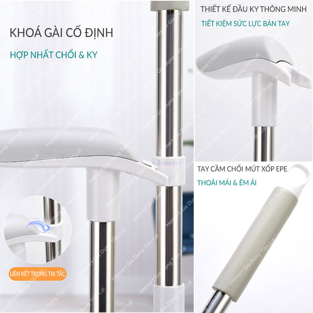 Chổi Quét Nhà Thông Minh Hamart 2in1 Chổi Nhựa Kèm Hót Rác Gấp Gọn - XOAY 180° KY LỌC RÁC