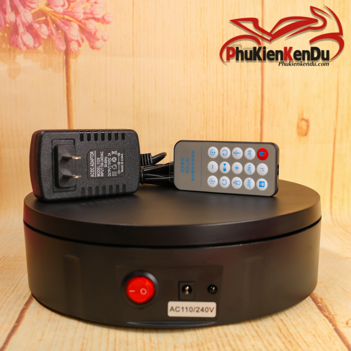 Bàn xoay trưng bày sản phẩm, đế xoay trưng bày sản phẩm, cao cấp 22cm, tải 50kg, remote điều chỉnh tốc độ