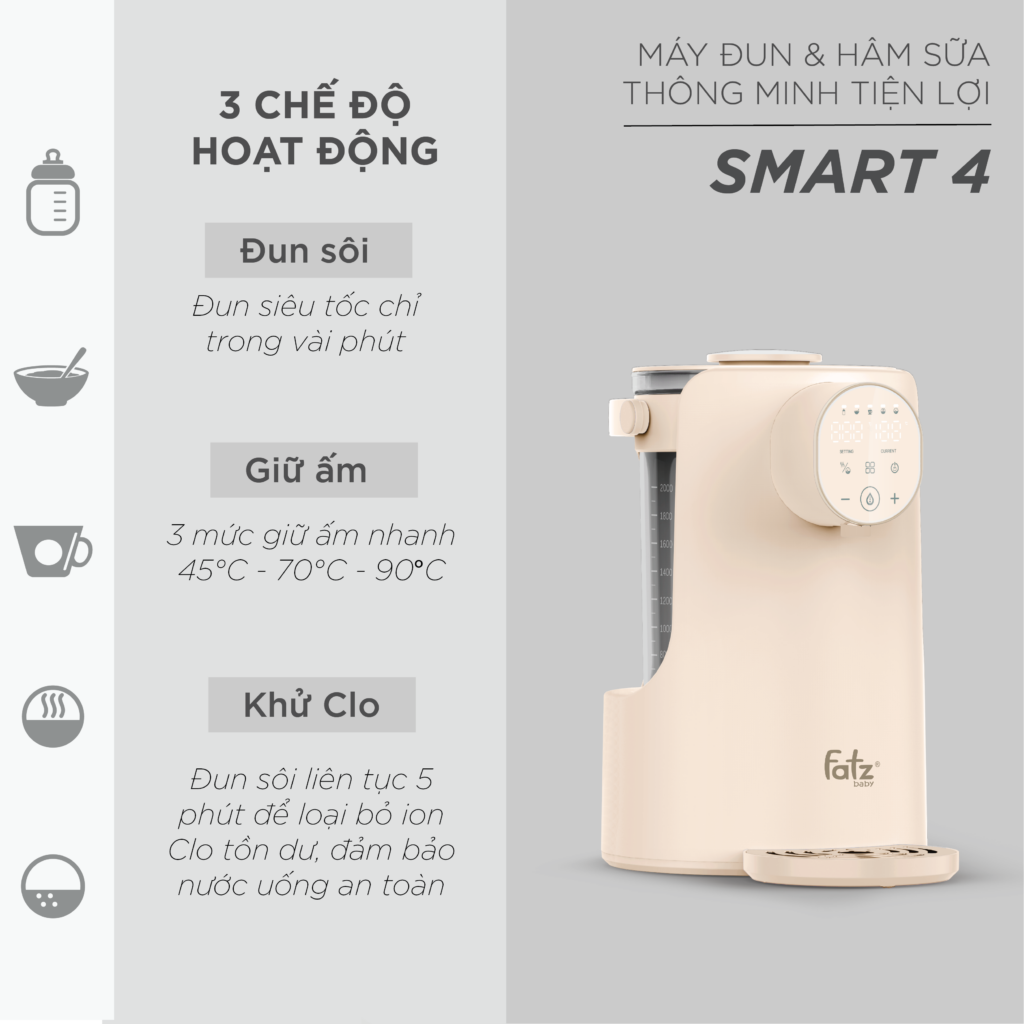 Máy đun Nước Và Hâm Nước Pha Sữa Thông Minh Tiện Lợi Fatz Baby Smart 4 FB3819HB