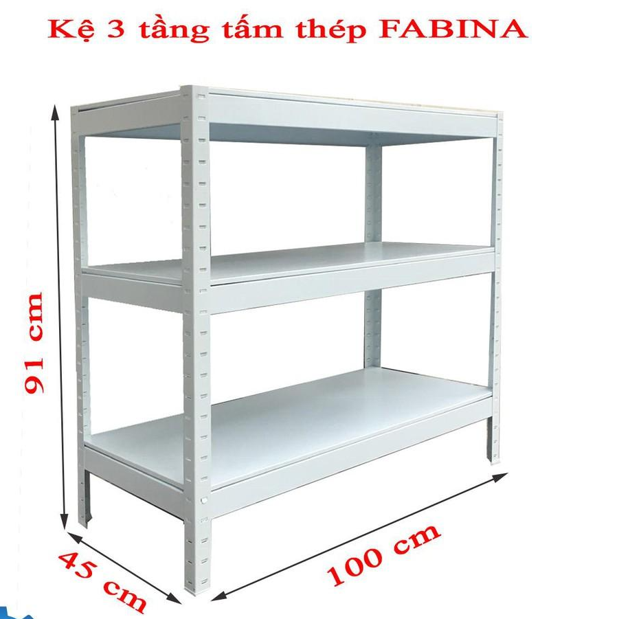 Kệ 3 tầng tấm thép màu trắng 100cm