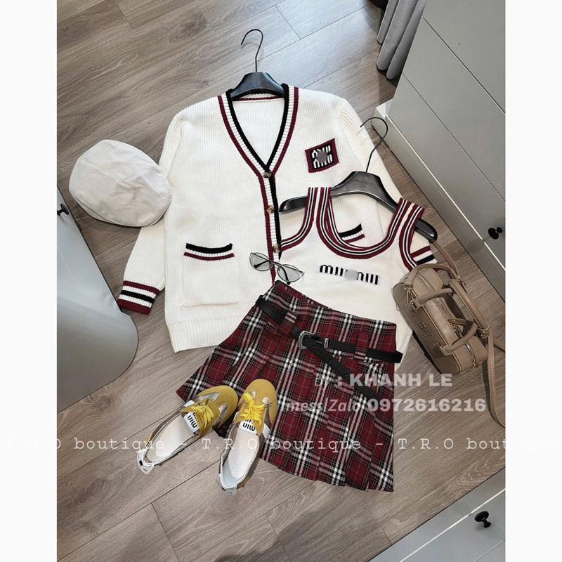 Set Len Miuiu 3 Món Kẻ Đỏ QC- HL BY JOLIE - Set