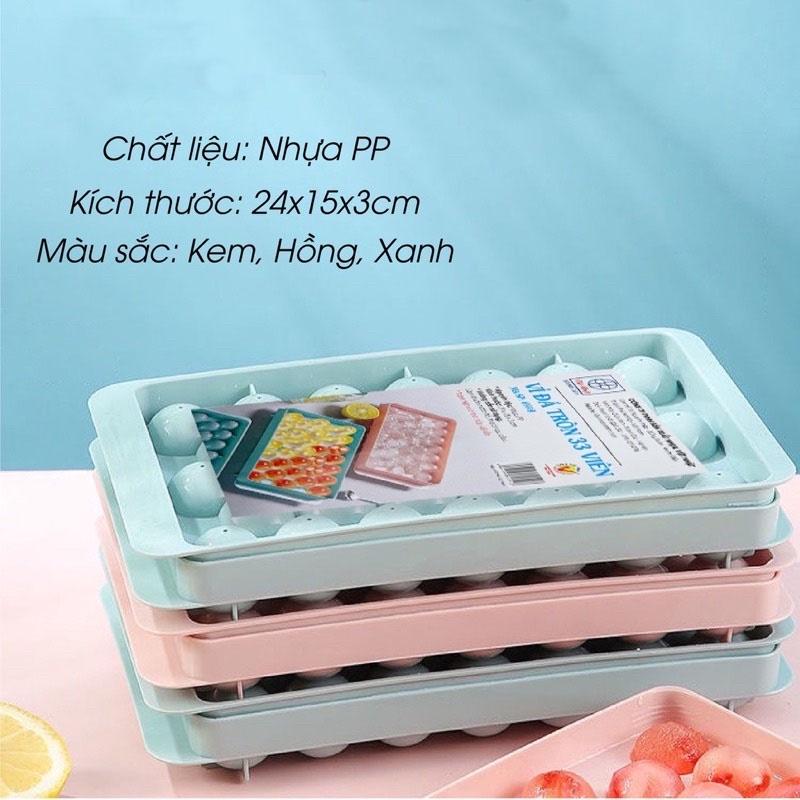 Khay Đá, Khuôn Đá, Khuôn Làm Thạch Vỉ 33 Việt Nhật Viên Dang Tròn Có Nắp Đậy