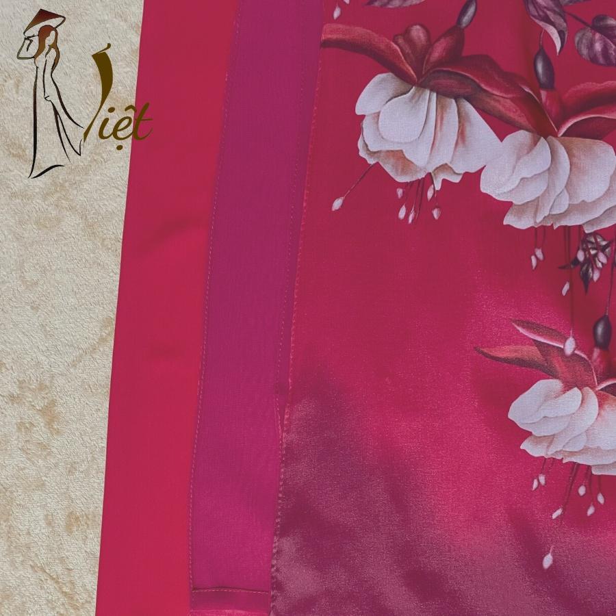 Áo dài cách tân nữ tết 4 tà tơ ánh màu đỏ và hồng