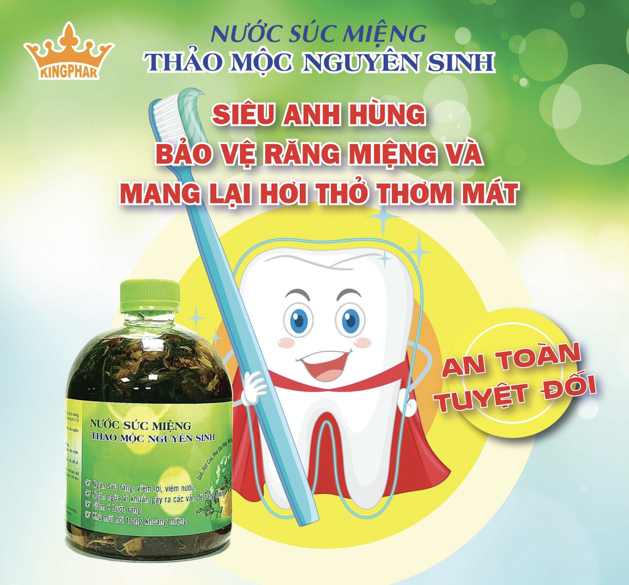 Nước súc miệng thảo dược nguyên sinh kingphar - chai 500ml