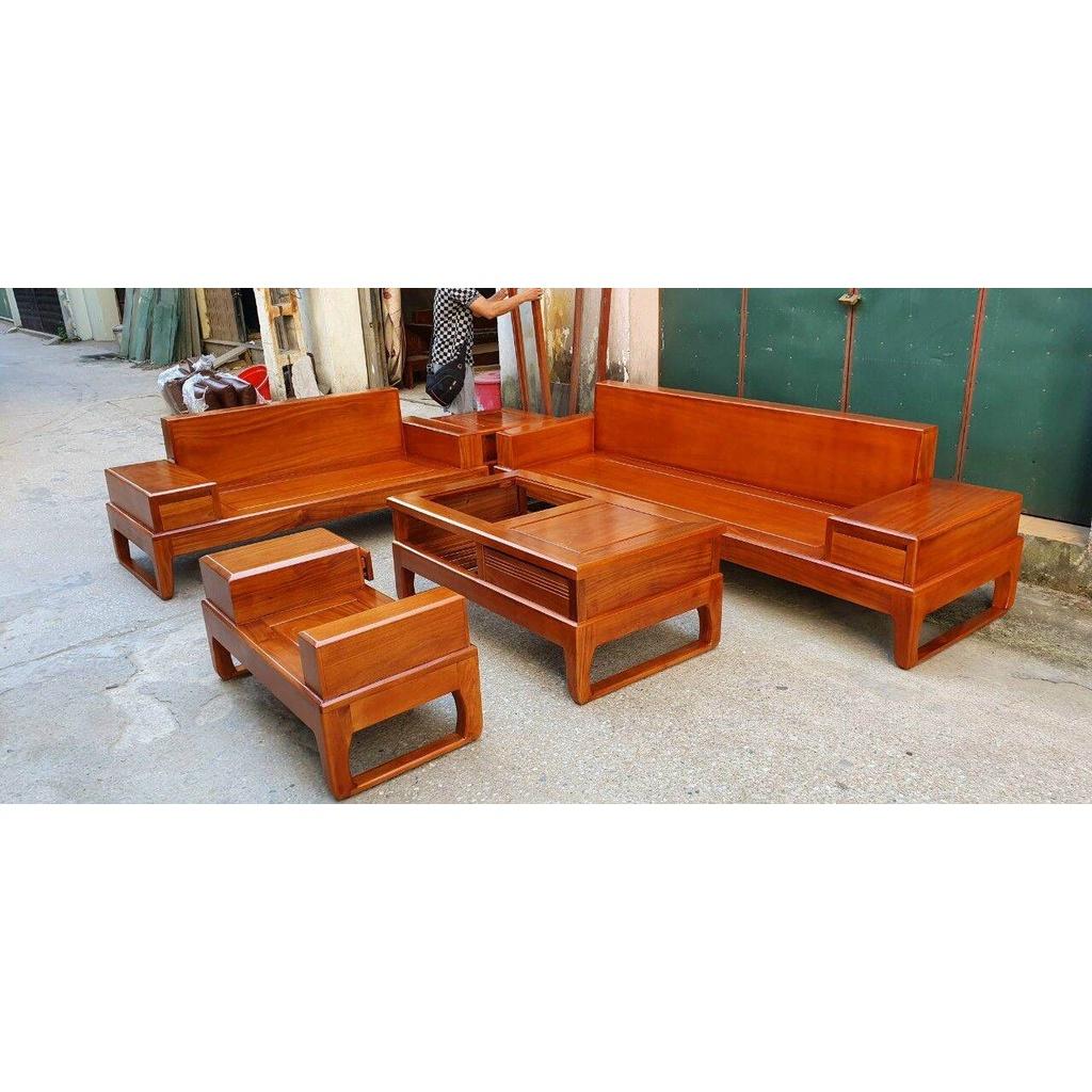 Bộ sofa gỗ sồi nga ( cả đệm) - Đồ Gỗ Bình Long 0388639288