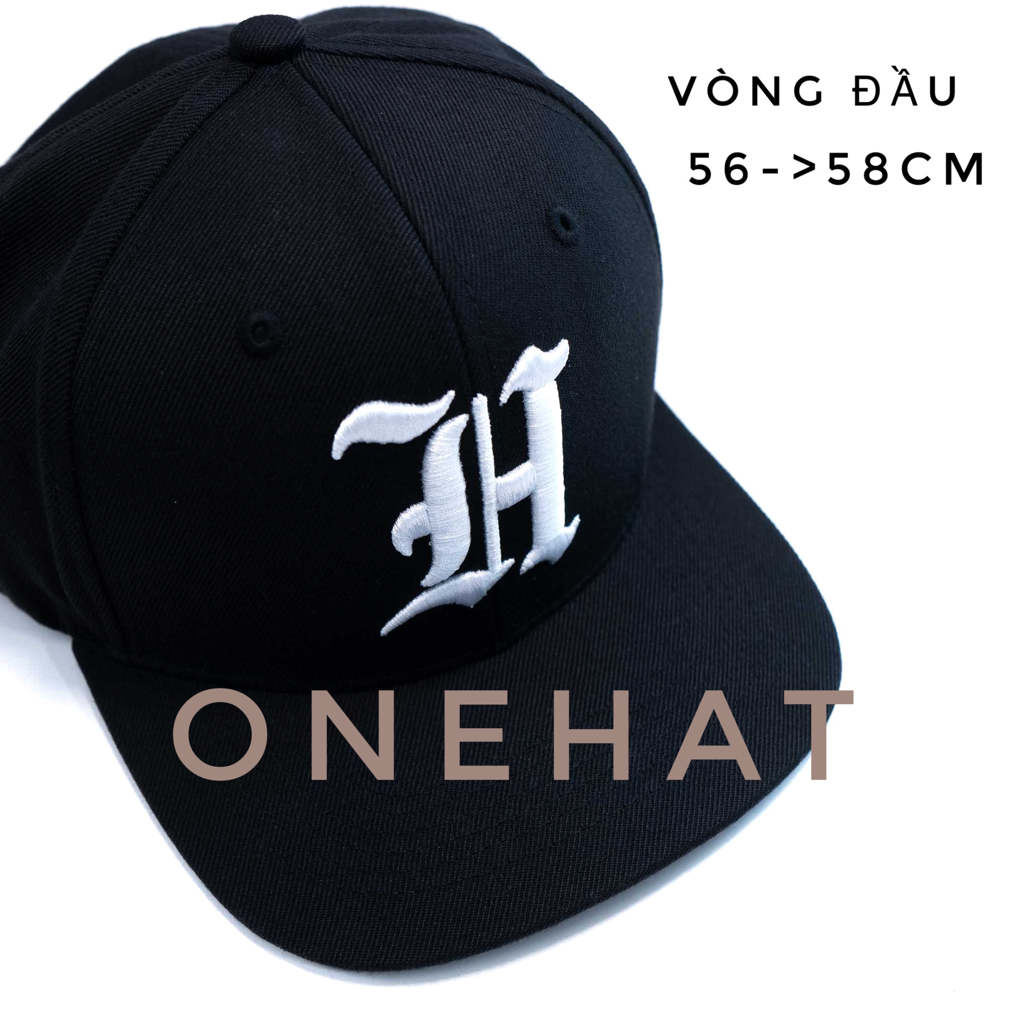 Nón snapback thêu nổi logo chữ H font chữ cổ điển chất lượng cao fom cứng đứng fom không móp méo