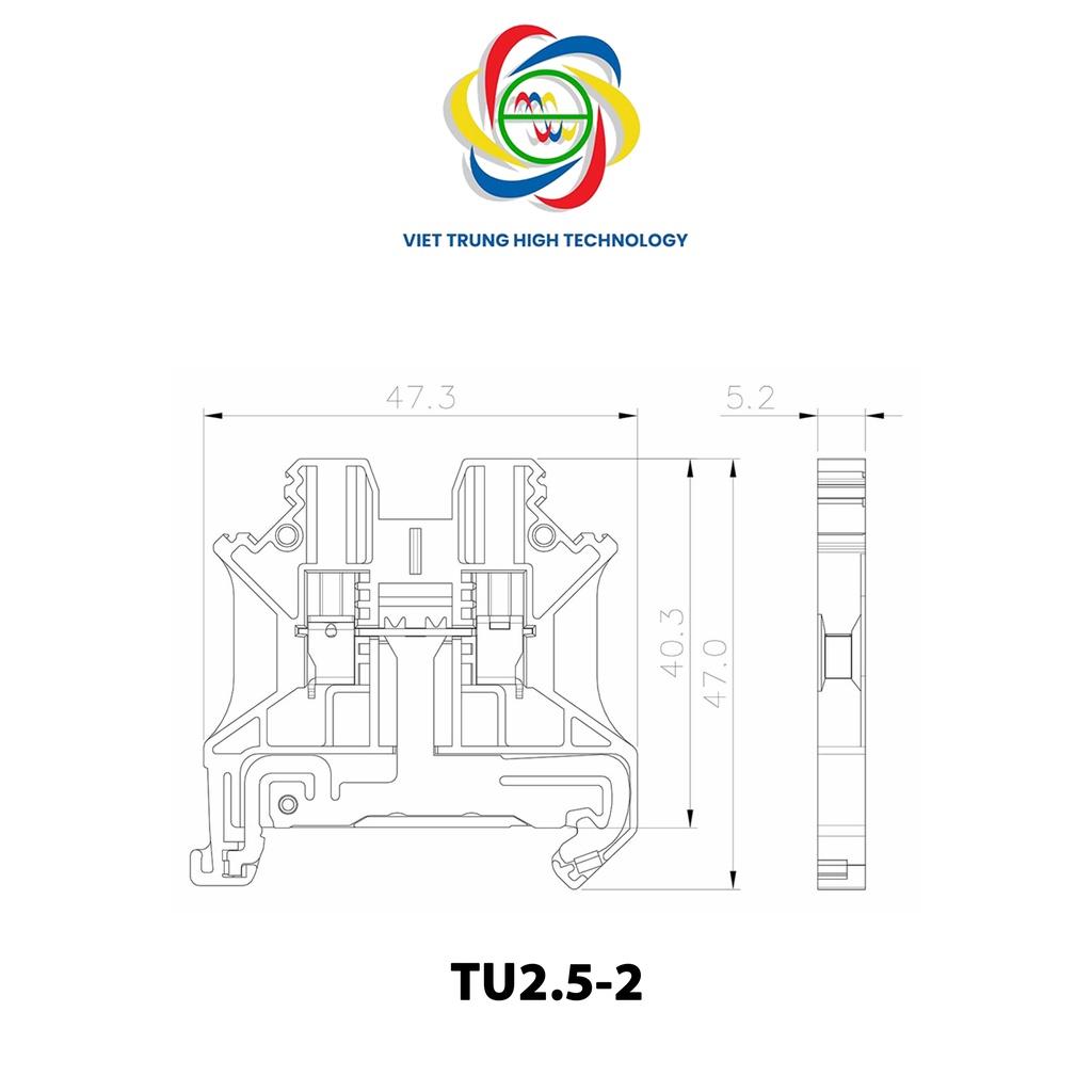 Cầu đấu dây điện bắt vít SUPU TU2.5-2 và TU4-2