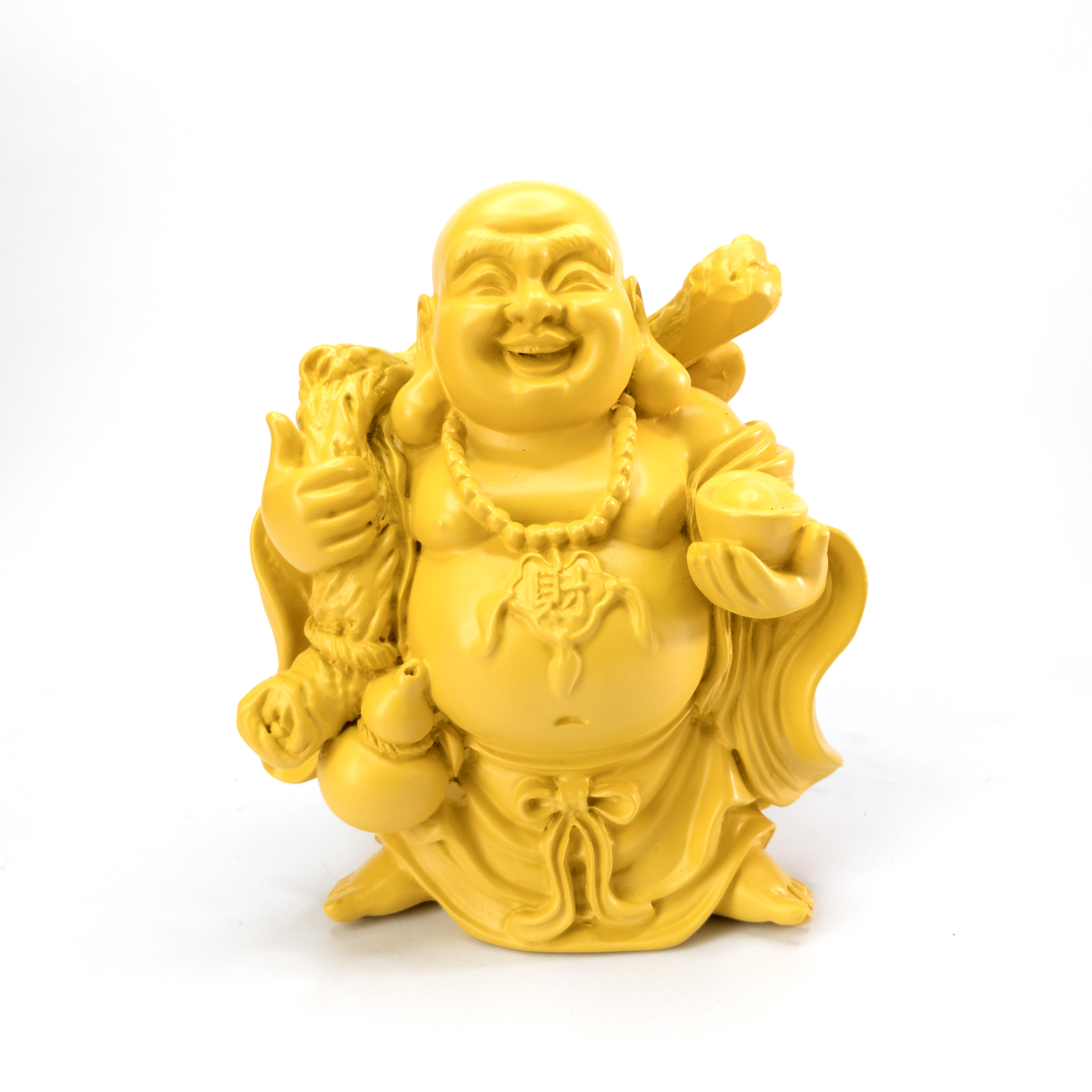 Tượng Phật Di Lặc cầm thỏi vàng 13cm