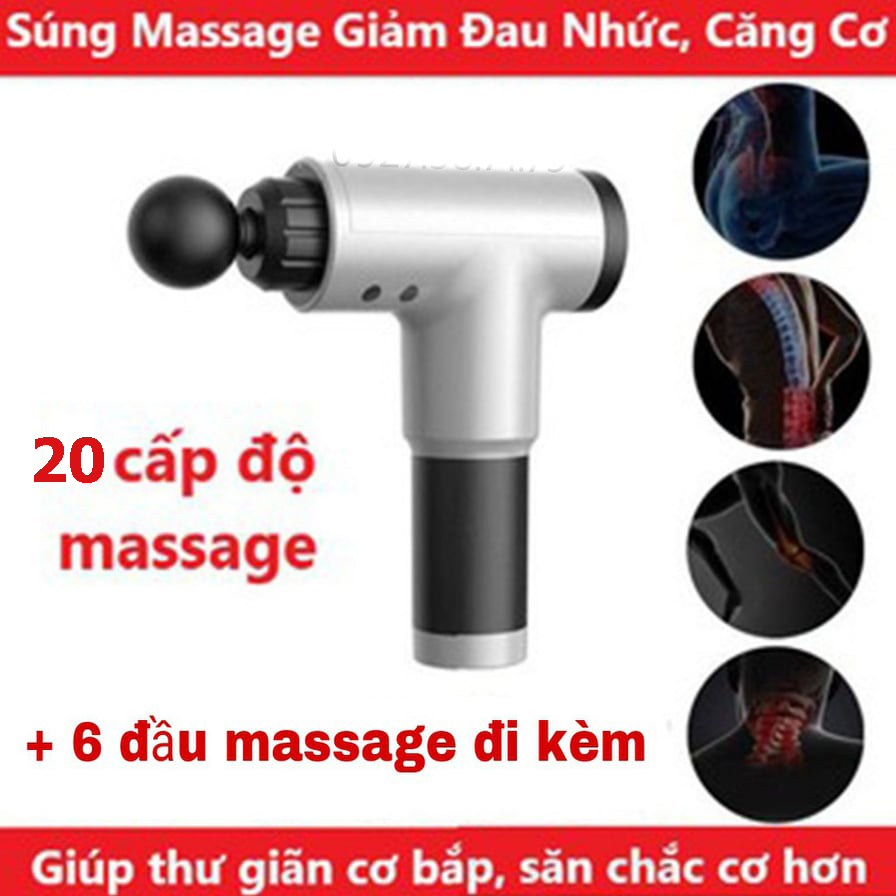 Máy Massage Cầm Tay Cao Cấp - 20 Cấp Độ, Hỗ Trợ Mát Xa Chuyên Sâu, Giảm Đau Cơ, Cứng Khớp giao màu ngẫu nhiên
