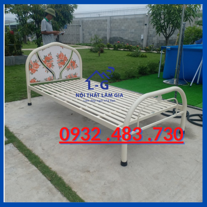 Giường sắt đơn ngang 1m dài 2m _TPLG1MK