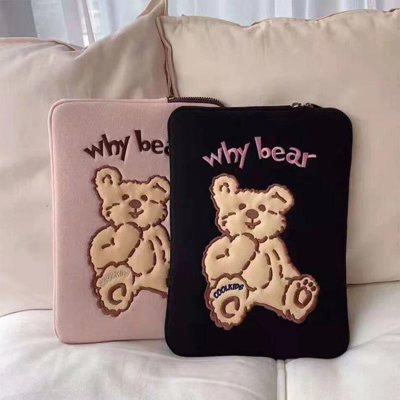 Hoạt Hình Dễ Thương Gấu Thêu Laptop 11 13 14 15 15.6 16.1 Inch Tay Cầm Máy Tính Bảng Ipad Cặp Túi Bên Trong máy Tính Xách Tay Ốp Lưng