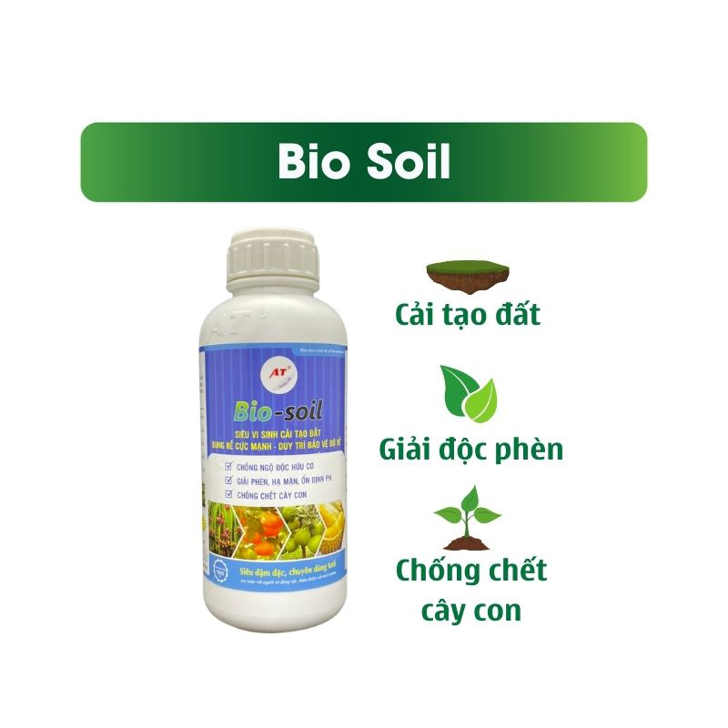 Siêu Kích Rễ Cải Tạo Phục Hồi Đất Chai Hóa Tăng Đậu Trái Chống Rụng Trái Non Chế Phẩm Sinh Học AT Bio Soil Đậm Đặc 1 Lít