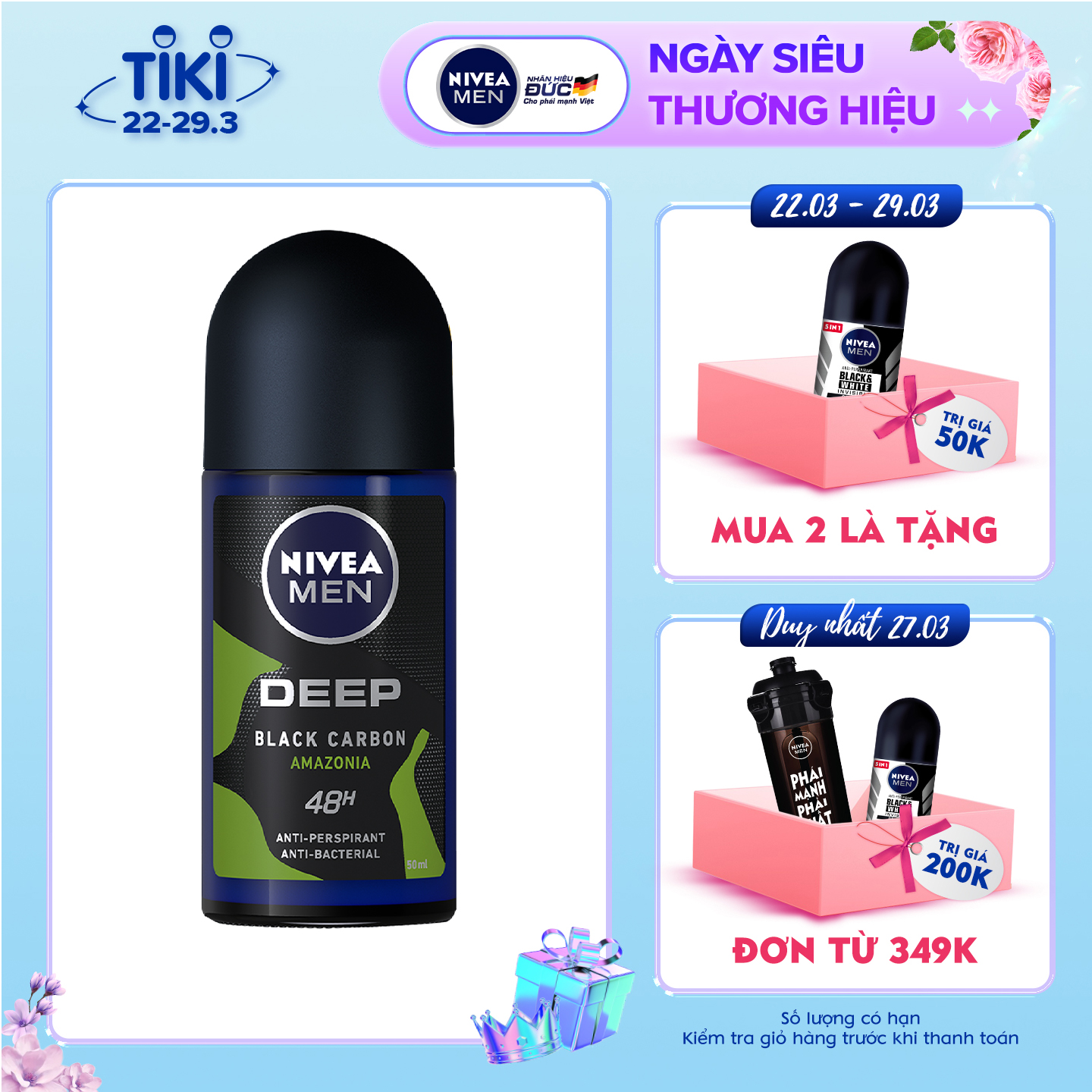 Lăn Ngăn Mùi Nivea Than Đen Hương Rừng Amazon - 85370 (50ml)