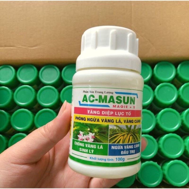 Phân bón Diệp Lục Tố AC Masun tốt cây đẹp lá- Phòng Ngừa vàng lá, vàng cành 100g, AC-MASUN