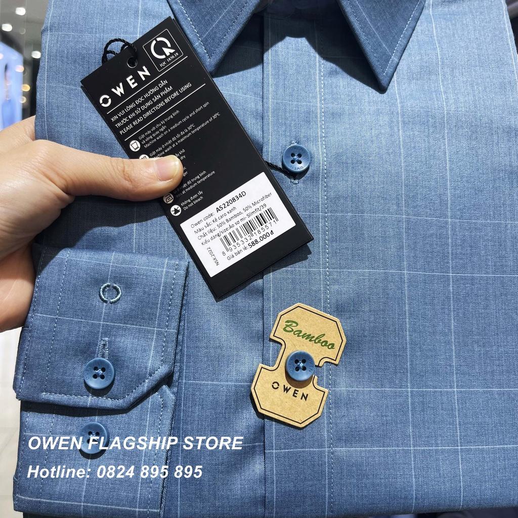 Áo Sơ mi Owen nam dài tay dáng Slimfit sợi Tre mềm mịn mát Mã AS220834D