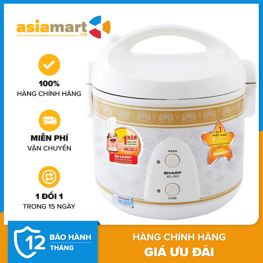 Nồi cơm điện nắp gài Sharp KS-11EV 1 lít - Hàng chính hãng