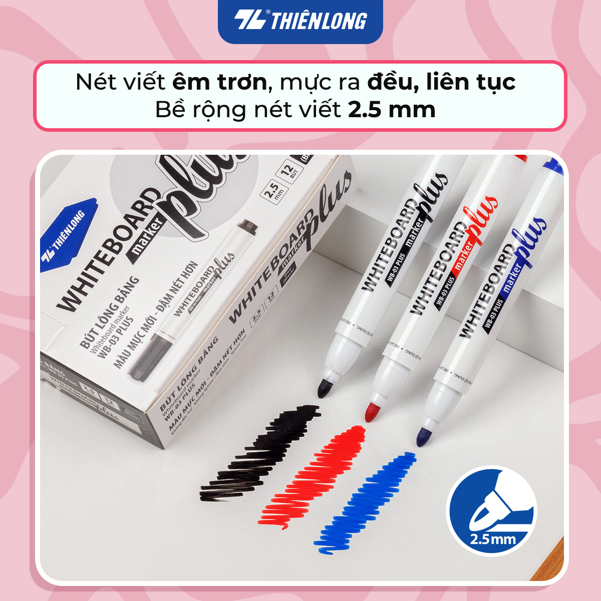 Bút lông bảng - White Board Marker Thiên Long WB-03 Plus - Màu mực mới đậm nét hơn