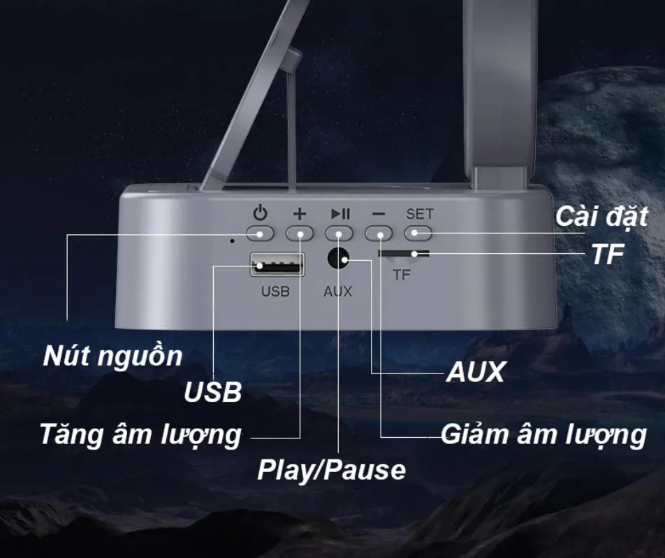 Loa bluetooth đa năng kiêm Sạc không dây, Đồng hồ, Đèn led RGB Astronaut in Space