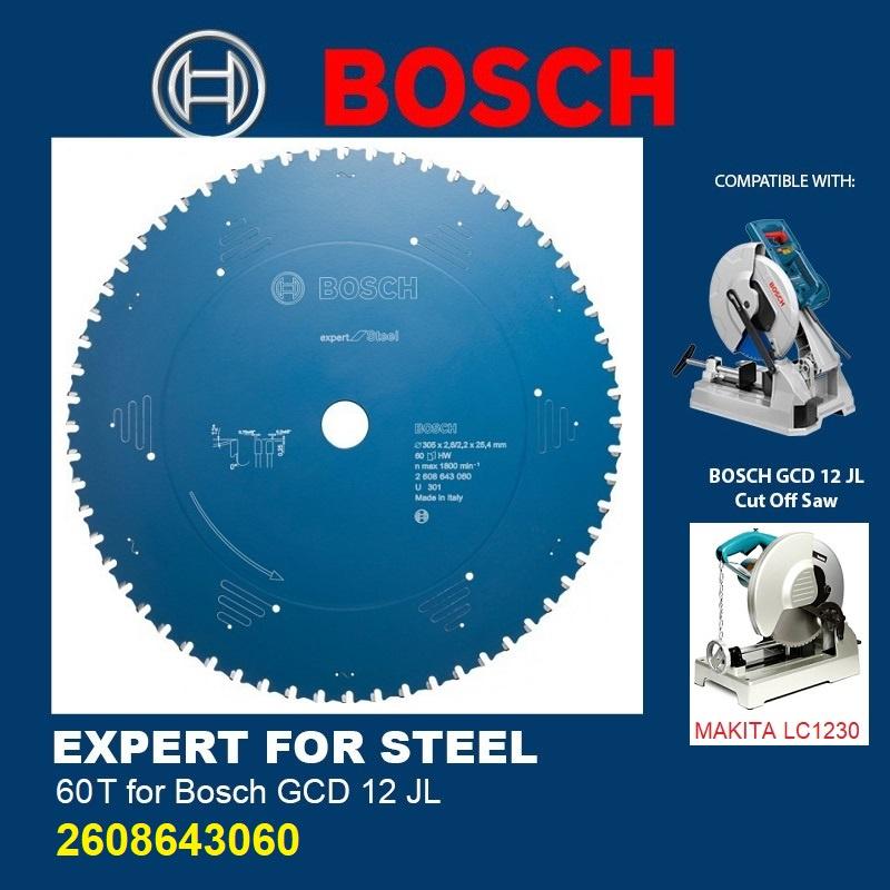 Lưỡi cưa thép hợp kim Bosch EU range (305*25.4*2.6/2.2 T60) 2608643060 cho máy GCD12JL LC1230 - Chính Hãng