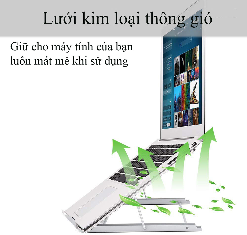 Giá Đỡ Laptop Máy Tính Bảng Hợp Kim Nhôm Cao Cấp - Tản Nhiệt - Thiết Kế Thông Minh - Tiện Dụng