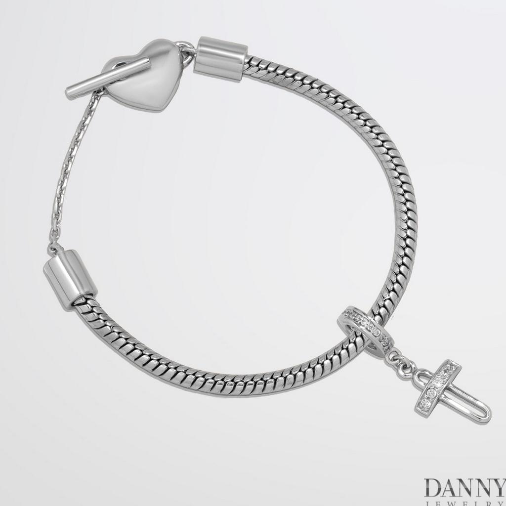 Charm Bạc 925 Danny Jewelry Biểu tượng Thánh Giá Đính Đá CZ Xi Rhodium/Vàng hồng PK009S
