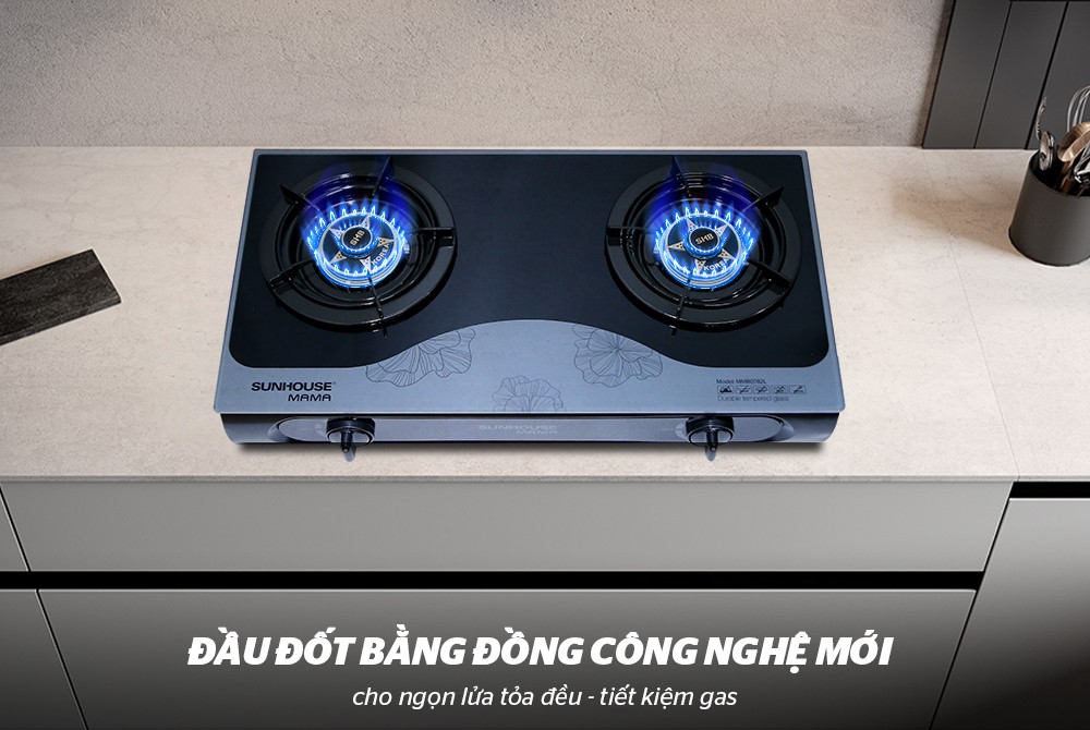 Bếp Gas Dương Đôi Mặt Kính Sunhouse Mama MMB0782L - Hàng Chính Hãng