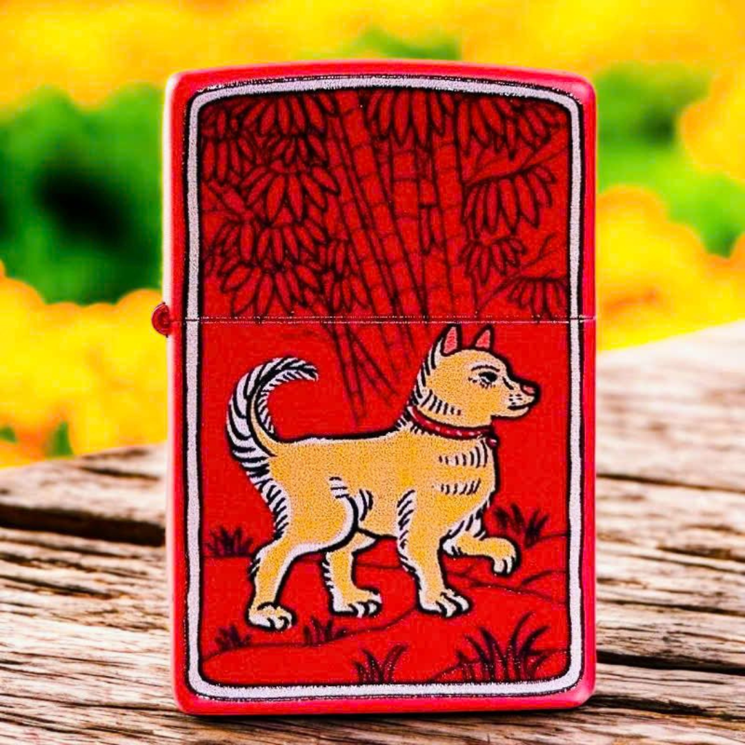 Bật lửa Zippo Year of the Dog - Phiên Bản 12 Con Giáp (Tuổi Tuất) Thiết Kế Việt Nam, Sơn Tĩnh Điện Đỏ May Mắn Chính Hãng