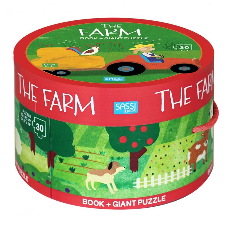 Xếp hình puzzle cho bé kèm sách - The Farm - Round box