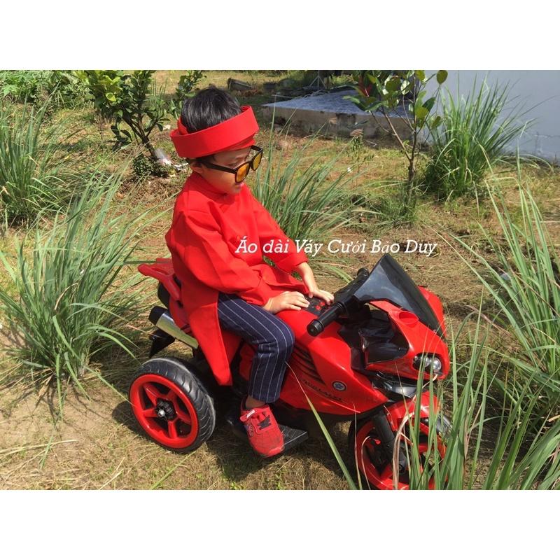 Áo dài bé trai size đại tặng khăn xếp cấp 1- cấp 2 học sinh 4- 15 tuổi