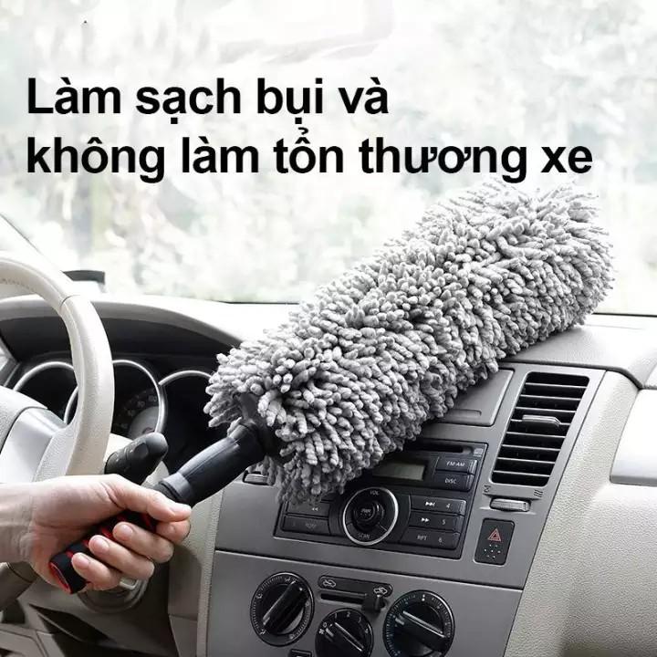 Chổi lau bụi xe ô tô sợi dầu chuyên dụng có cán kéo dài cực kì sạch sẽ 