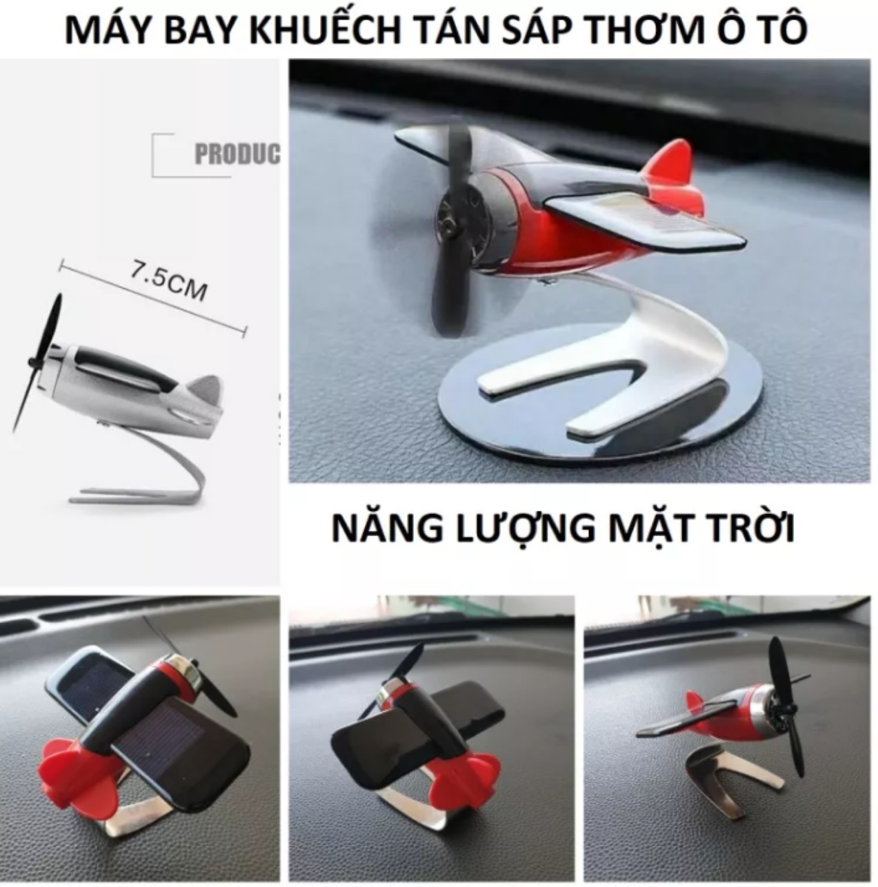 Bộ máy bay khuếch tán sáp thơm tinh dầu cho ôtô xe hơi sử dụng năng lượng mặt trời tặng kèm sắp thơm sản phẩm nhỏ gọn xinh xắn chất lượng cao