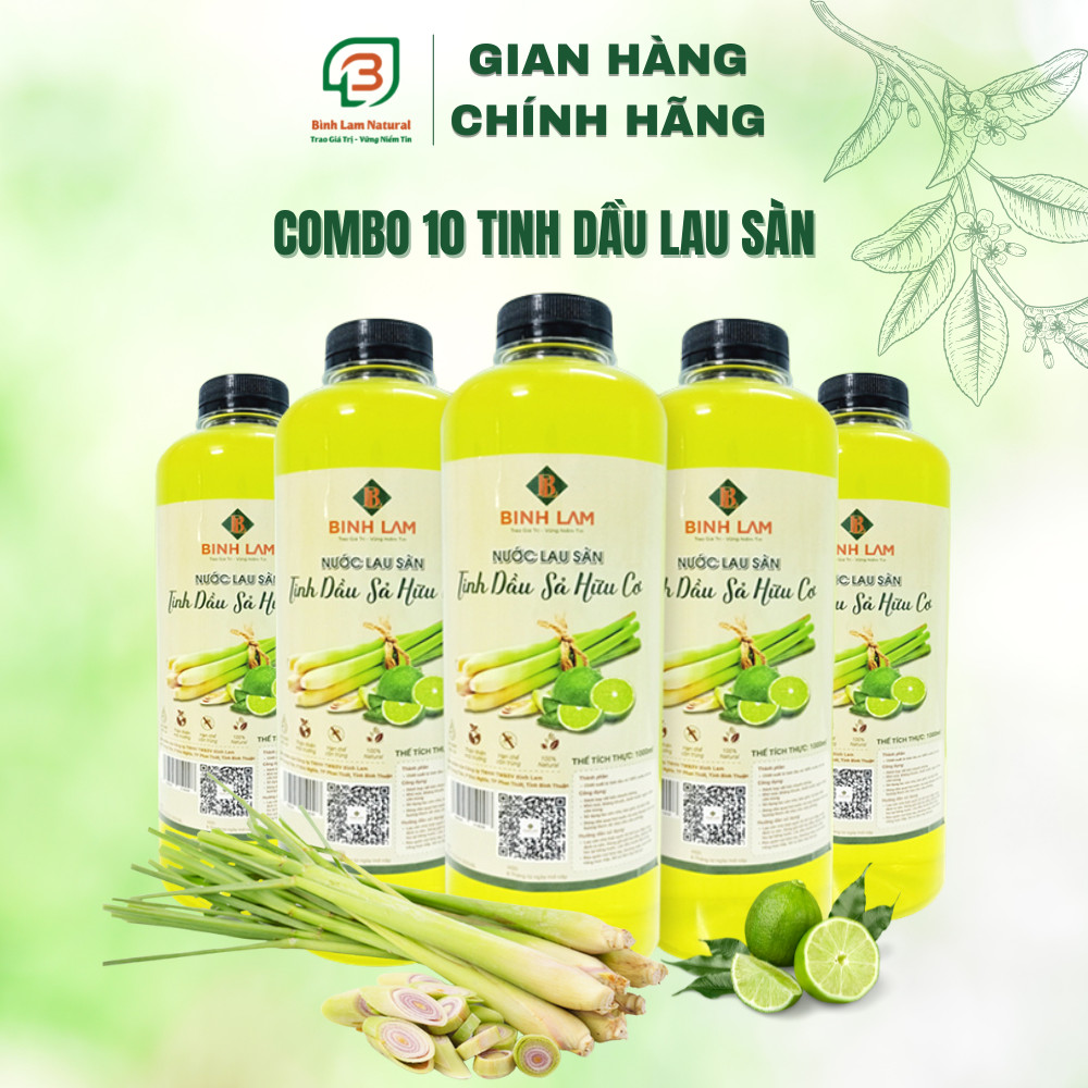 COMBO 10 CHAI LAU SÀN TINH DẦU SẢ HỮU CƠ 1000ML