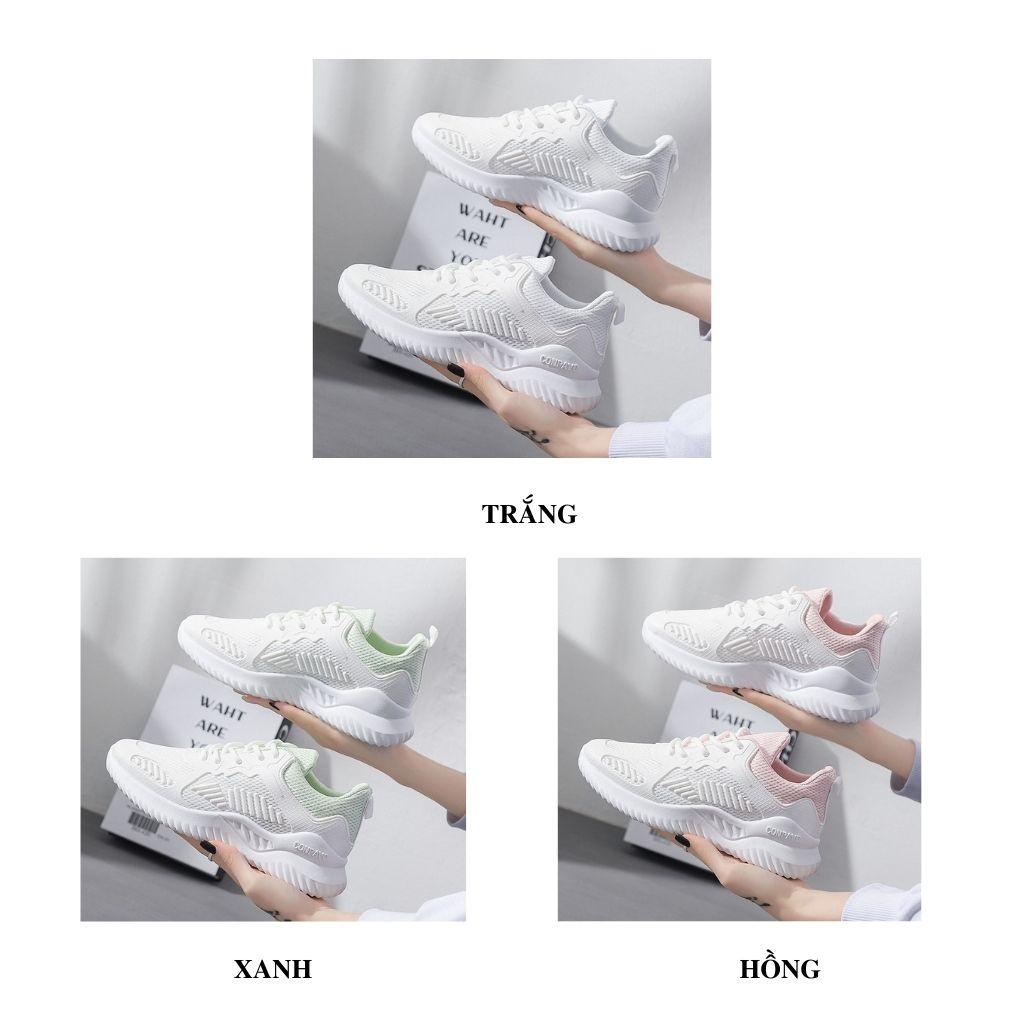 Giày thể thao nữ trắng độn đế 4cm cột dây sneaker nữ cổ thấp chạy bộ đi học đi chơi size từ 36 đến 39, Giày nữ BUXINOG17