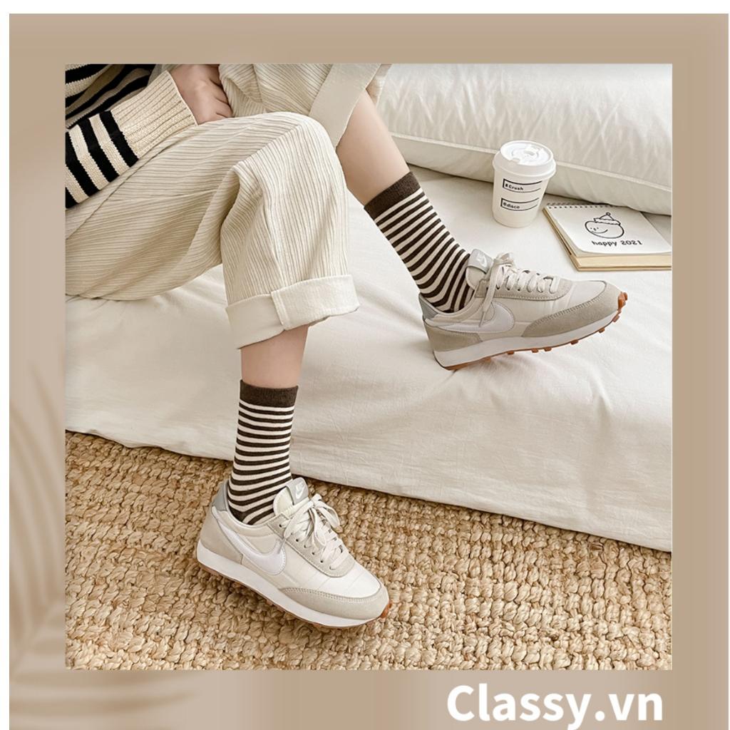 Tất cổ cao Classy, vớ cổ cao sọc nhỏ nhiều màu cho bạn lựa chọn G1348
