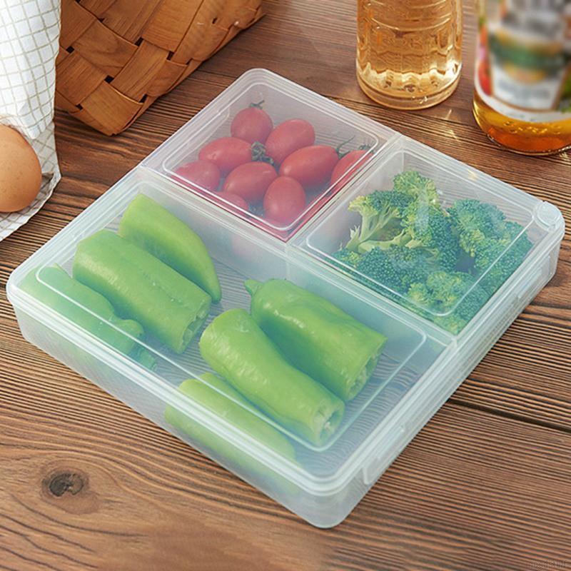Hộp cơm trưa 3 ngăn bằng nhựa giữ tươi thực phẩm và chống xuyên thủng