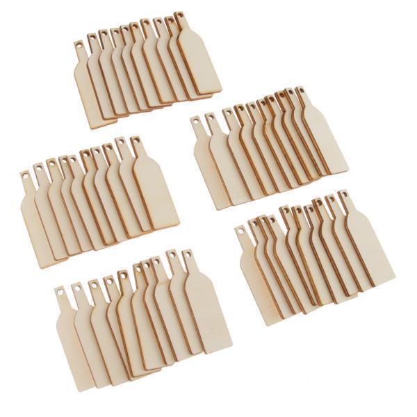 3-14pack 50 Pieces Blank Wooden Wine Bottle Cutout Gift Tags Label Ornament DIY